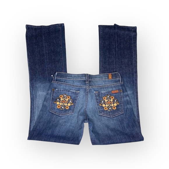 new 7 For All Mankind® ☯︎︎ Embroidered Medallion Bootcut Jeans ☯︎︎ New York Dark - Picture 2 of 16